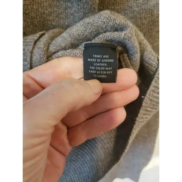 Bloomingdales Cashmere Sweater Pullover Mens Gray Suede Elbow Patches M Academia - Picture 7 of 7